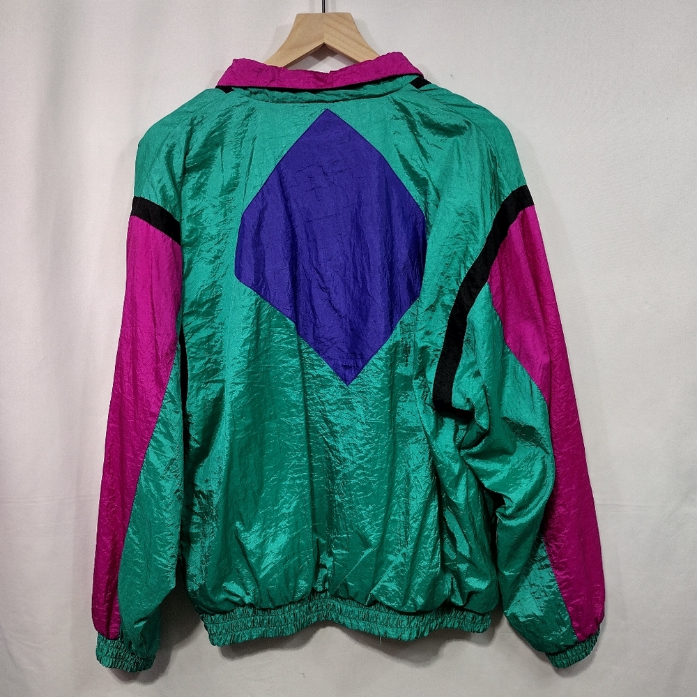 Vintage Kuma Sport Colorblock Windbreaker Set Womens M Green Boho Retro 80s 90s - Picture 4 of 13